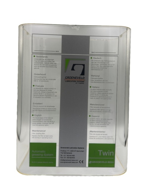 Zbiornik na smar prostokątny 4kg do pomp Groeneveld / Twin / TriPlus
