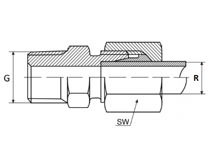 Złączka prosta R1/8&amp;quot; - 6mm (korpus/pierścień/nakrętka)